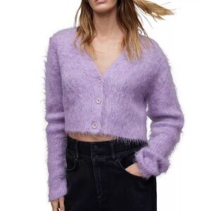 NWT All Saints Vneck Crop Cardigan Lilac Cardigan